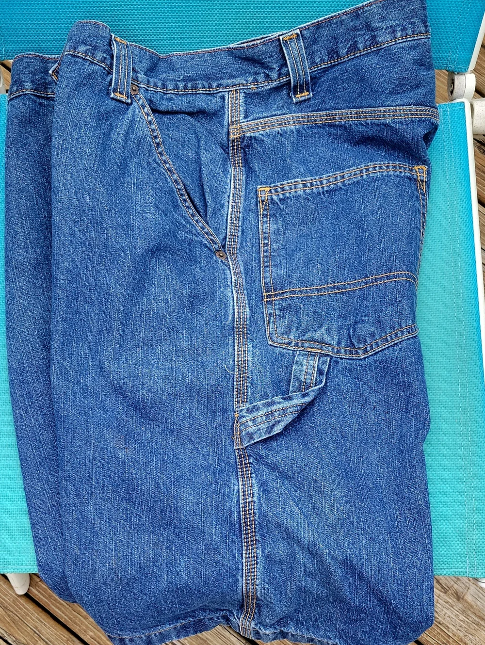 Levi's Medium Wash Blue Denim Jean Carpenter Shorts Sz 34